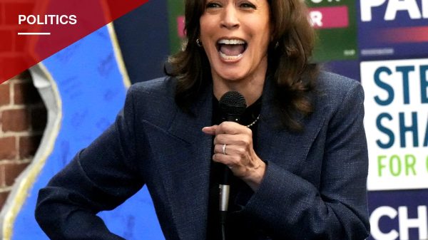 Harris Jokes About Yelling at the TV During New Hampshire Swing for Pappas